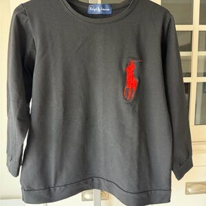 Black Long Sleeve Tee with Red Logo